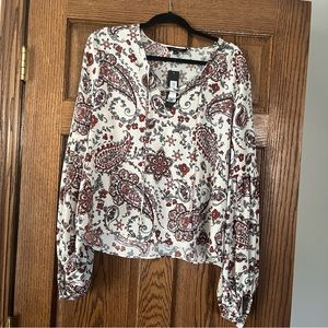 NWT! Banana Republic Lace-Up Paisley Patterned Top